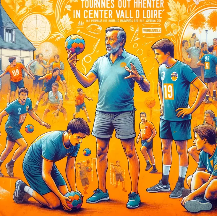 Peinture représentant un homme tenant un ballon devant un groupe d'enfants.